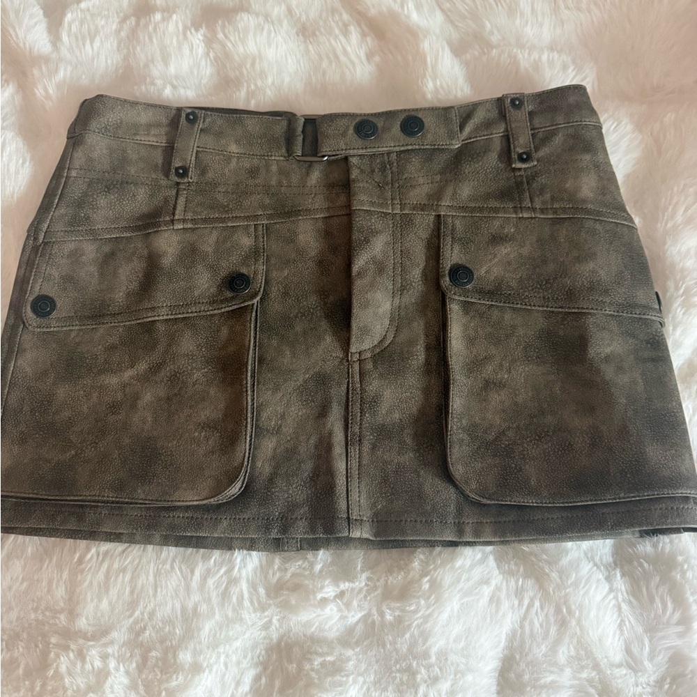 We The Free Distressed Brown Mini Skirt